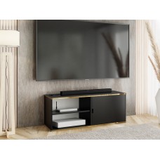 Atvērts TV galdiņš ar zelta malu LUNO 2, Melns/Melns